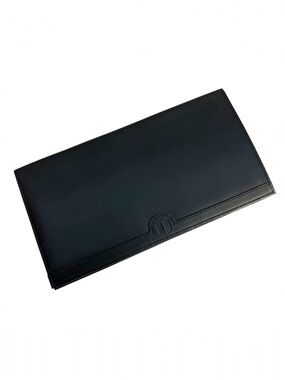 VTG Emanuel Ungaro Paris Slim Long Black Leather Wallet Bifold EUC